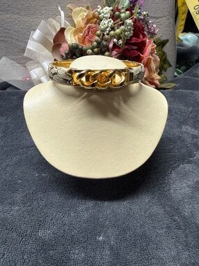 Vita 24kt Gold Plated Faux Snake Skin Bracelet Made In Florence Italy